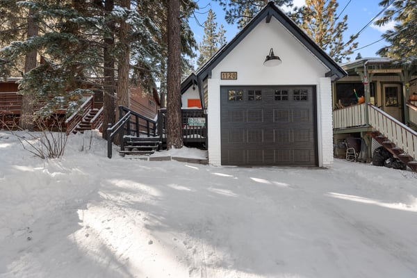 Garage with additional parking in front