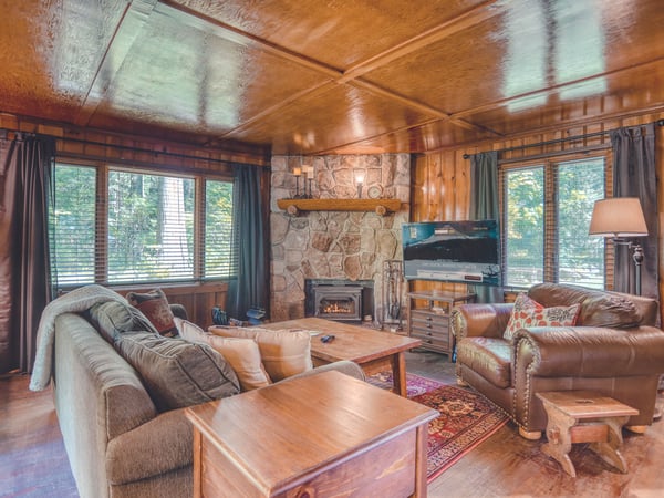 Living room with cozy fireplace