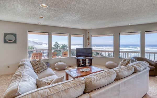 Floor 2 Living Room with comfortable seats and ocean views