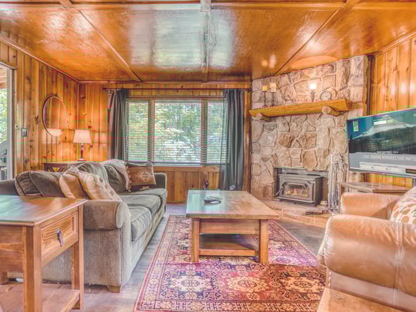 Living room with cozy fireplace