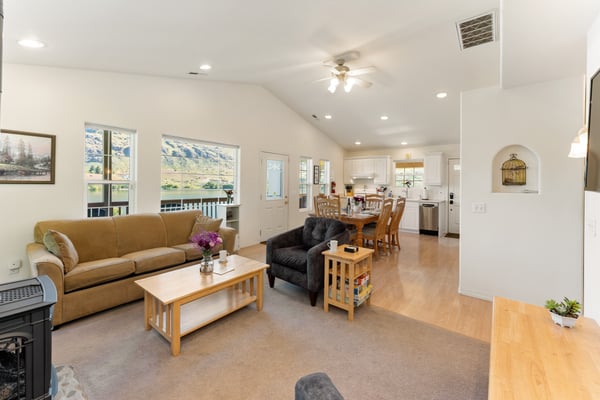 Cozy living room with a gas fireplace