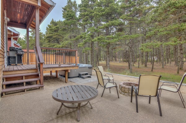 Back Yard Seating with Hot Tub