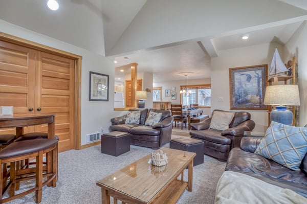 Living room with seating and interiors