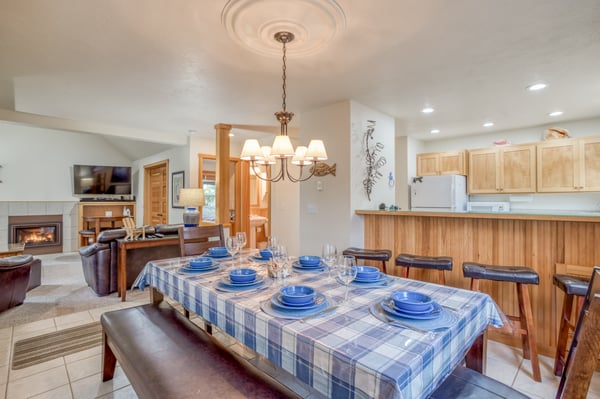 Dining table with charming chandelier